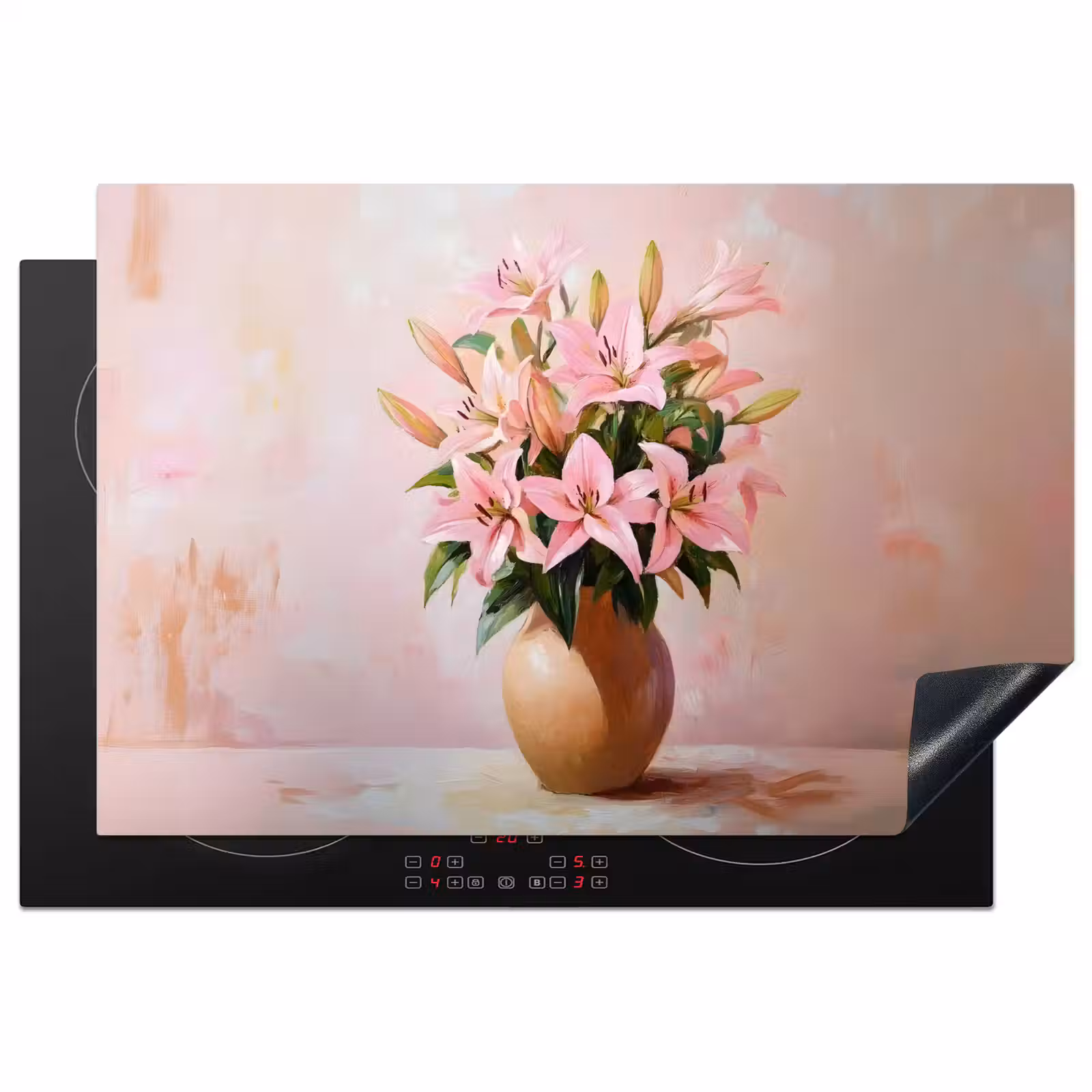 Inductie beschermer - Vaas - Bloemen - Roze — 1