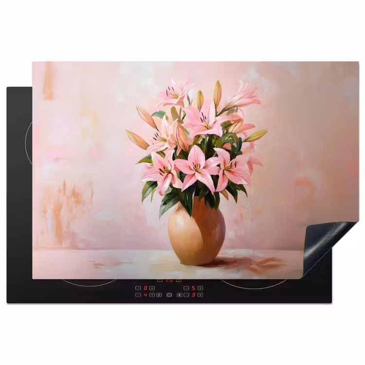 Inductie beschermer - Vaas - Bloemen - Roze — 1