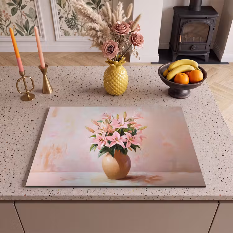 Inductie beschermer - Vaas - Bloemen - Roze — 2