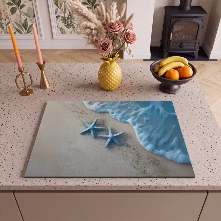 Inductie beschermer - Zeesterren - Zand - Zee - Blauw — 2