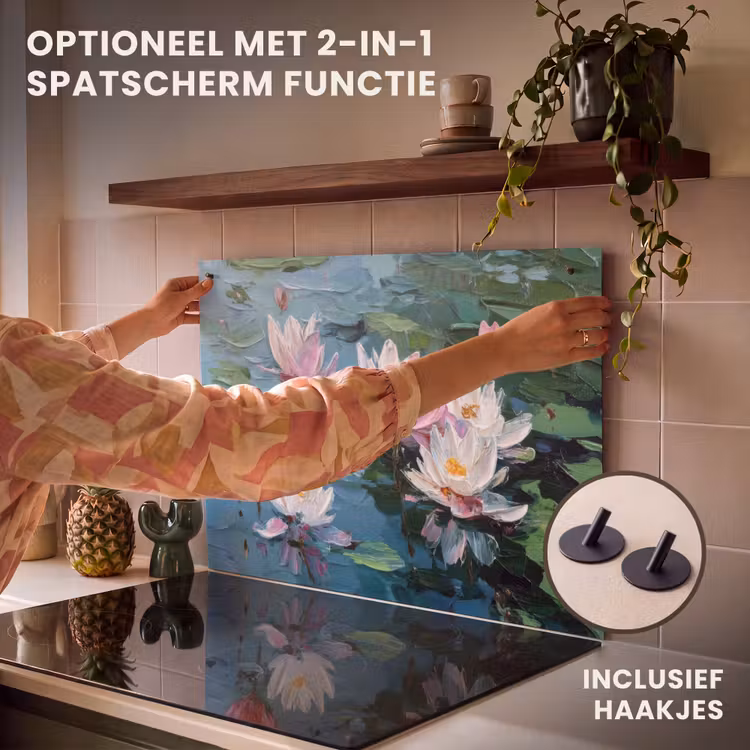 Inductie beschermer - Waterlelies - Bloemen - Roze - Water — 10