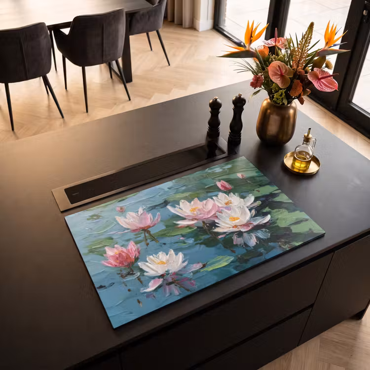 Inductie beschermer - Waterlelies - Bloemen - Roze - Water — 5