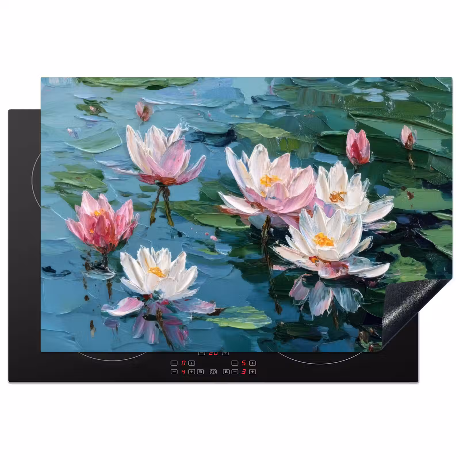 Inductie beschermer - Waterlelies - Bloemen - Roze - Water — 1