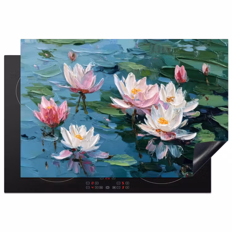 Inductie beschermer - Waterlelies - Bloemen - Roze - Water — 1