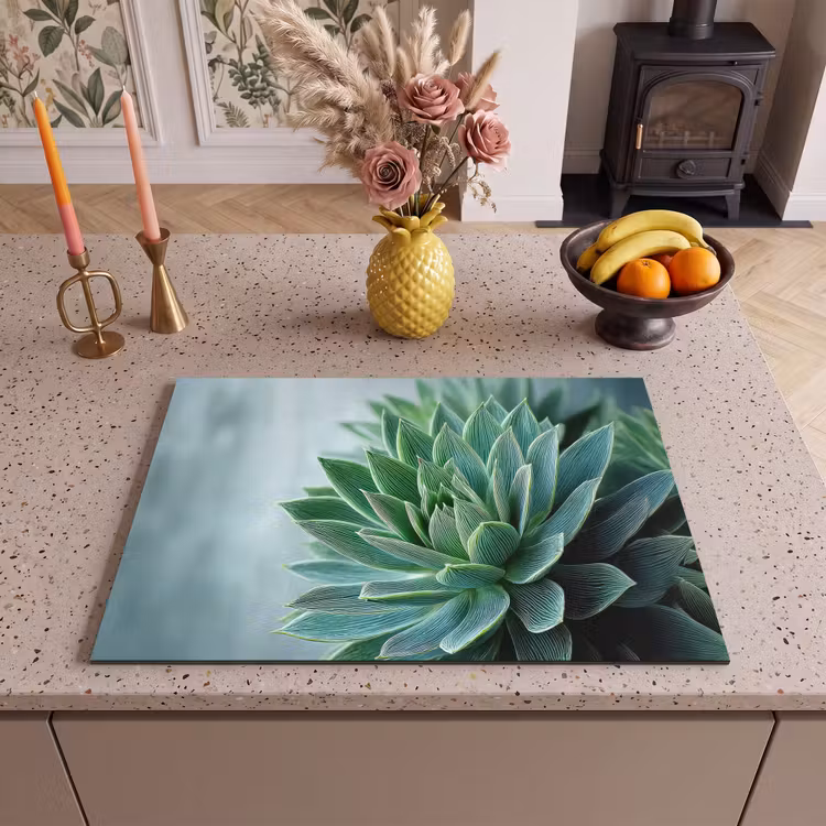 Inductie beschermer - Vetplant - Bladeren - Groen - Wazig — 2