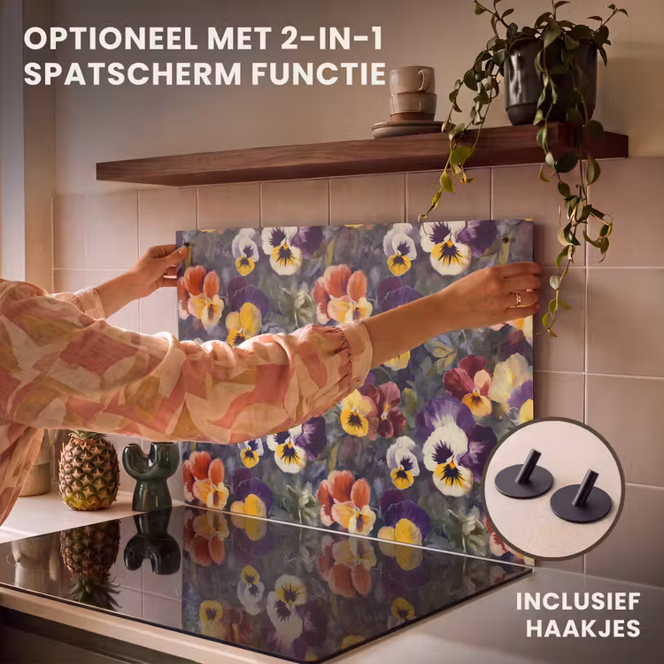 Inductie beschermer - Viooltjes - Paars - Geel - Groen — 10