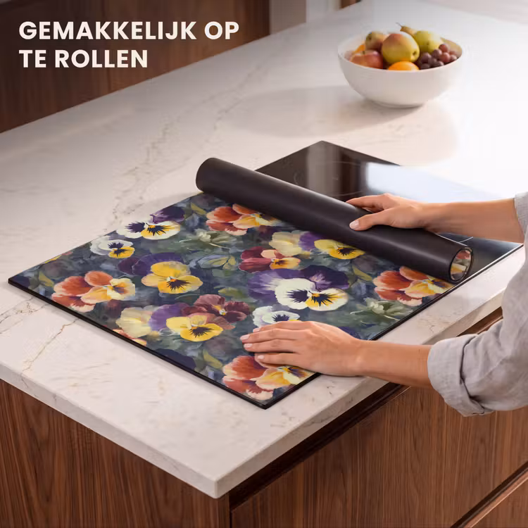 Inductie beschermer - Viooltjes - Paars - Geel - Groen — 7