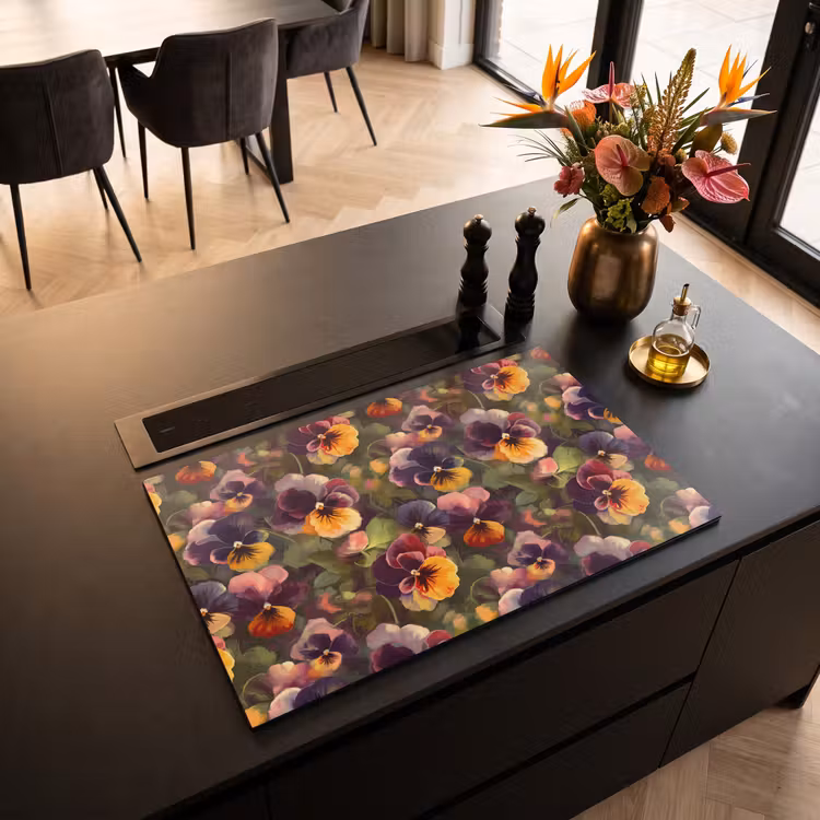 Inductie beschermer - Warm - Patroon - Penseel - Viooltjes — 5