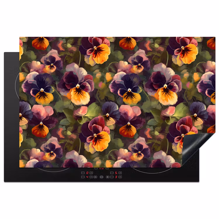 Inductie beschermer - Warm - Patroon - Penseel - Viooltjes — 1