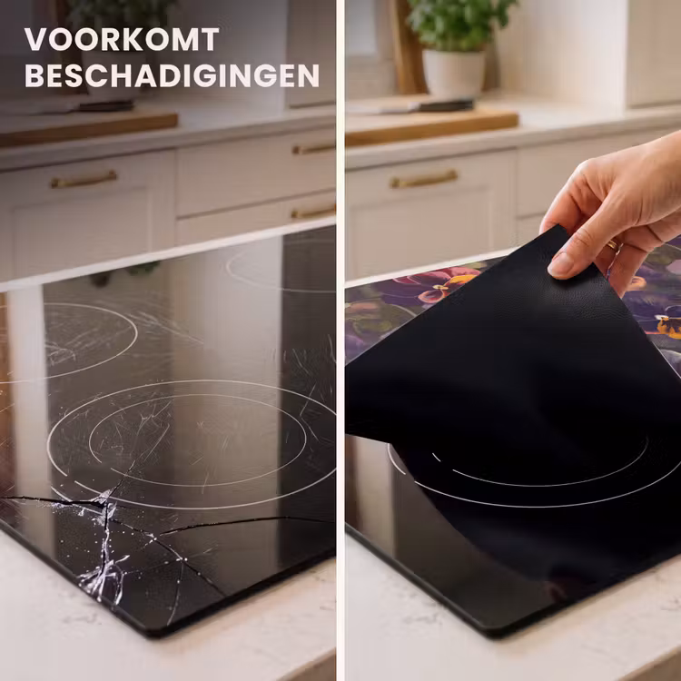 Inductie beschermer - Warm - Patroon - Penseel - Viooltjes — 3
