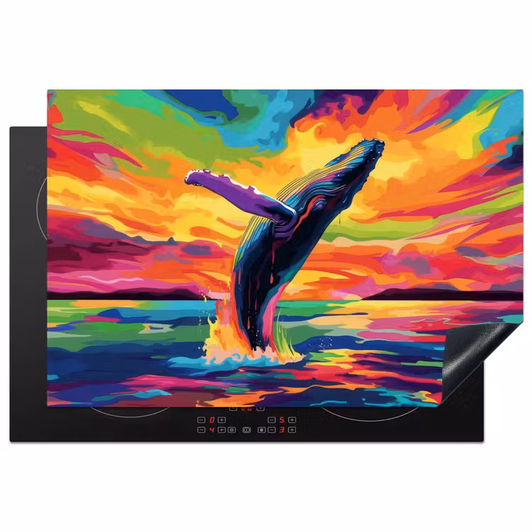 Inductie beschermer - Zonsondergang - Walvis - Geschilderd - Kleurrijk — 1