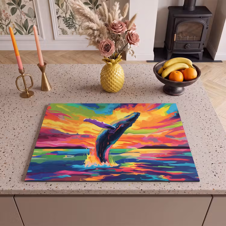 Inductie beschermer - Zonsondergang - Walvis - Geschilderd - Kleurrijk — 2