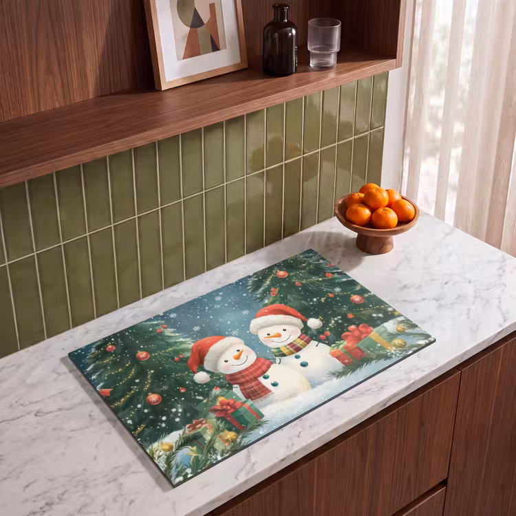 Inductie beschermer - Sneeuwpop - Kerstsneeuw - Groen - Rood — 8