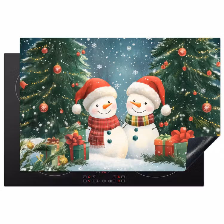 Inductie beschermer - Sneeuwpop - Kerstsneeuw - Groen - Rood — 1