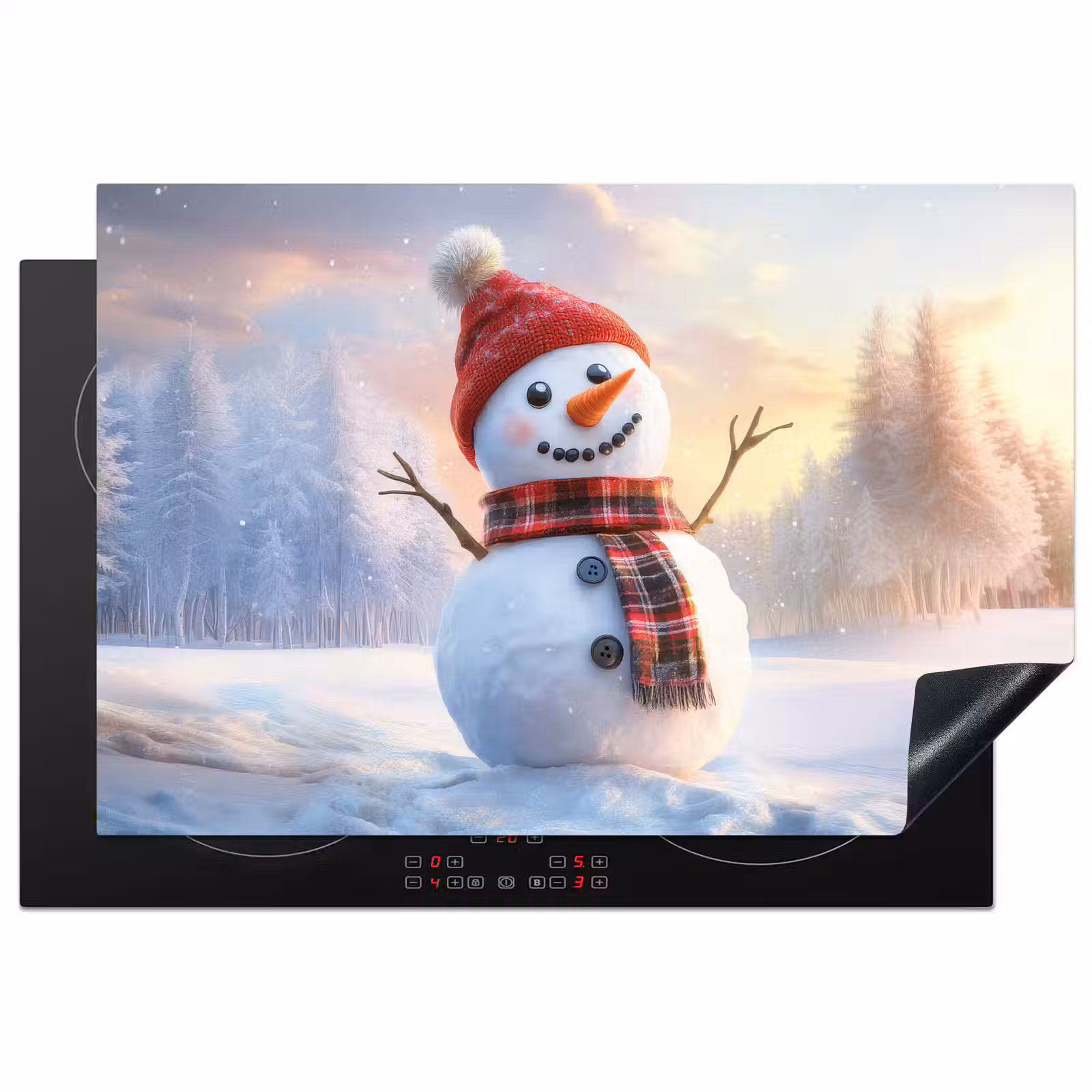 Inductie beschermer - Sneeuwpop - Zonsondergang - Wit — 1