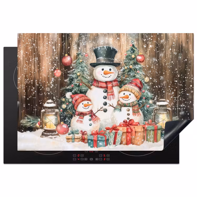Inductie beschermer - Sneeuwpop - Familie - Kleurrijk — 1