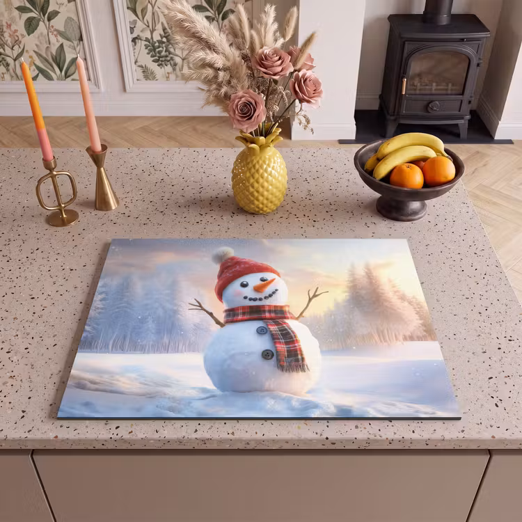 Inductie beschermer - Sneeuwpop - Zonsondergang - Wit — 2