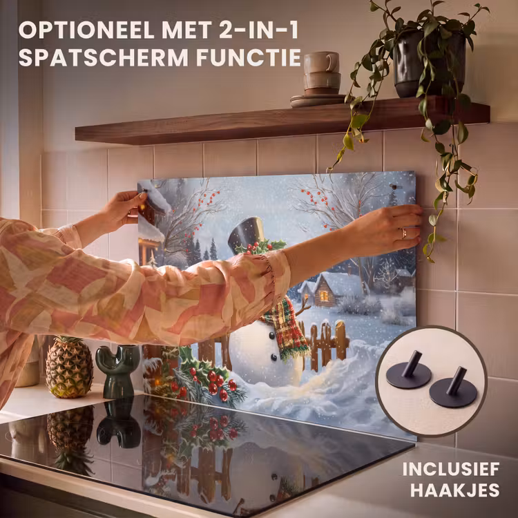 Inductie beschermer - Sneeuwpop - Winterdorp - Kleurrijk — 10