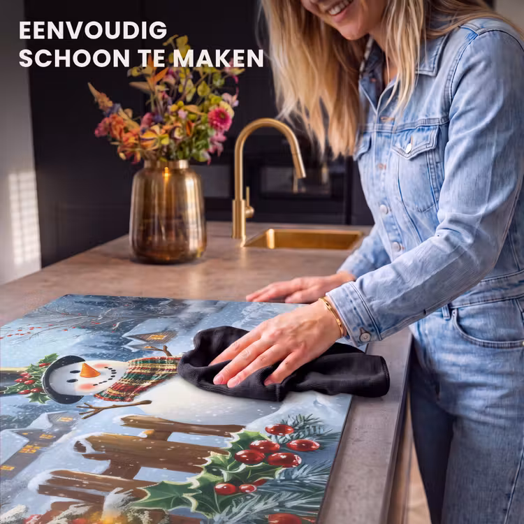 Inductie beschermer - Sneeuwpop - Winterdorp - Kleurrijk — 6