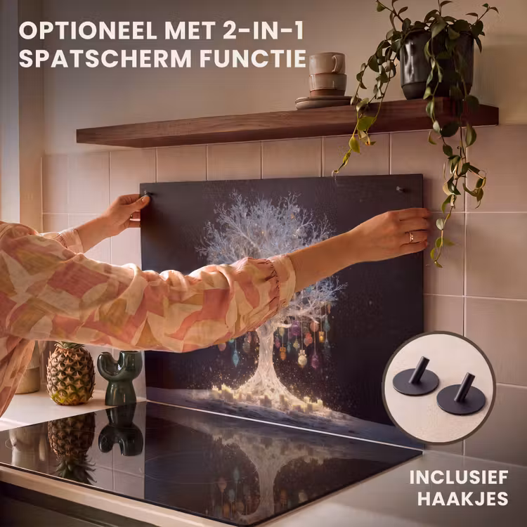 Inductie beschermer - Sneeuwboom - Lichtjes - Wit - Kleurrijk — 10
