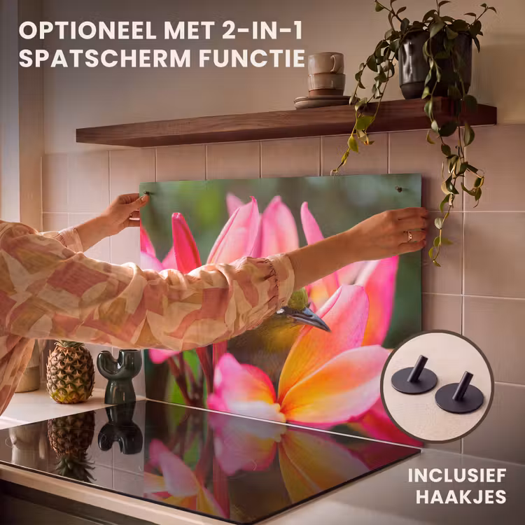 Inductie beschermer - Tropische vogel tussen roze bloem — 10