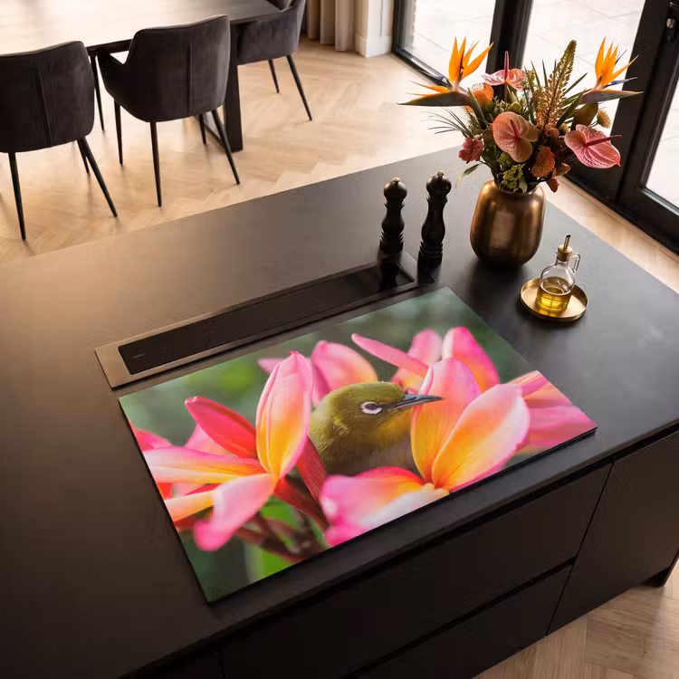 Inductie beschermer - Tropische vogel tussen roze bloem — 5