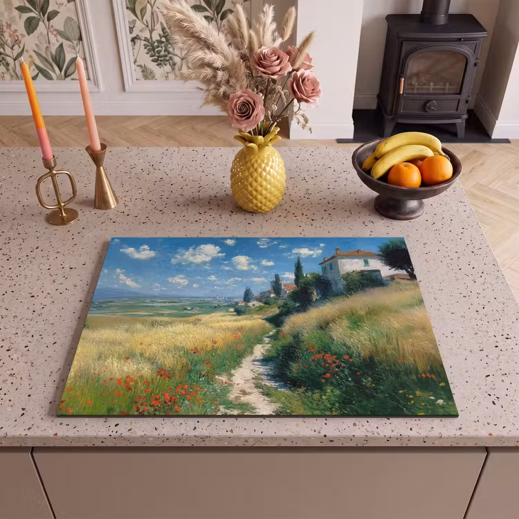 Inductie beschermer - Zandpad - Huis - Bomen - Grasveld — 2