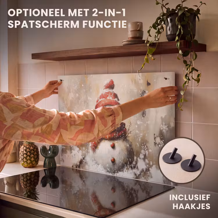 Inductie beschermer - Sneeuwpop - Winter - Sneeuw - Beige — 10