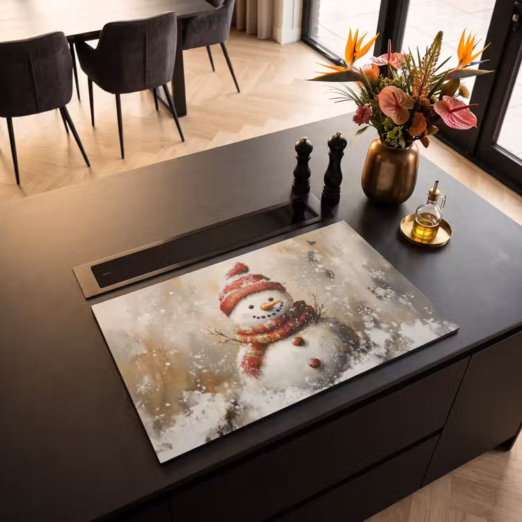 Inductie beschermer - Sneeuwpop - Winter - Sneeuw - Beige — 5