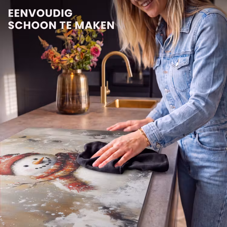 Inductie beschermer - Sneeuwpop - Winter - Sneeuw - Beige — 6