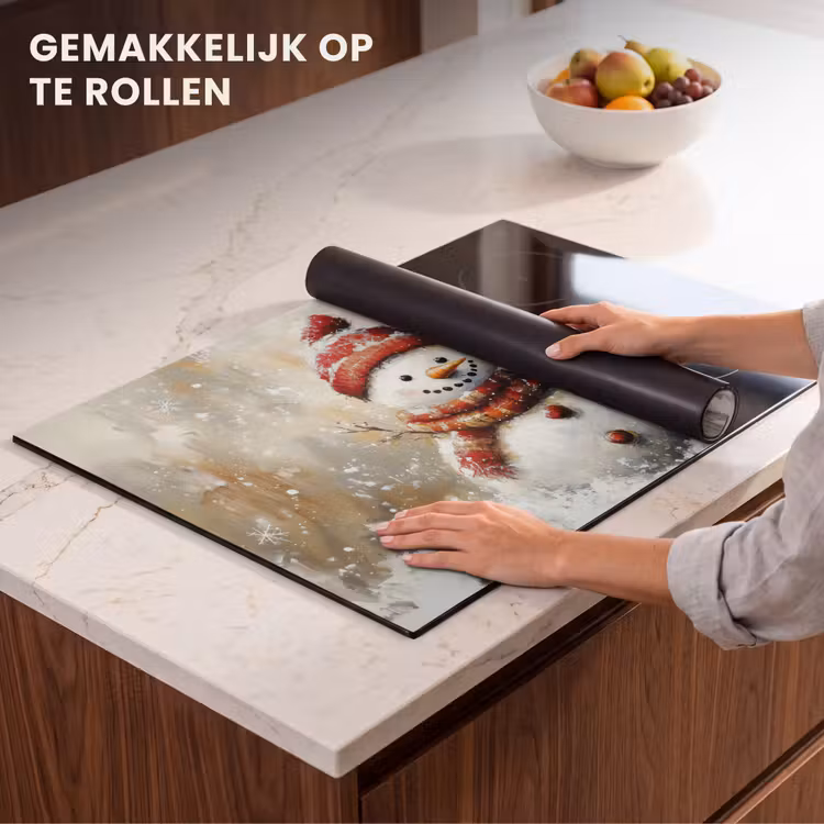 Inductie beschermer - Sneeuwpop - Winter - Sneeuw - Beige — 7