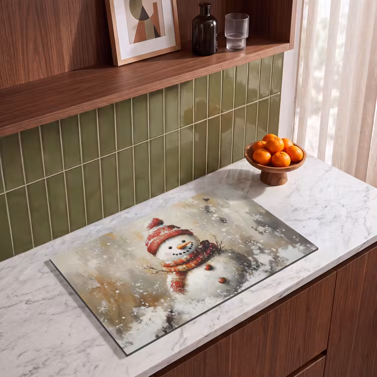 Inductie beschermer - Sneeuwpop - Winter - Sneeuw - Beige — 8