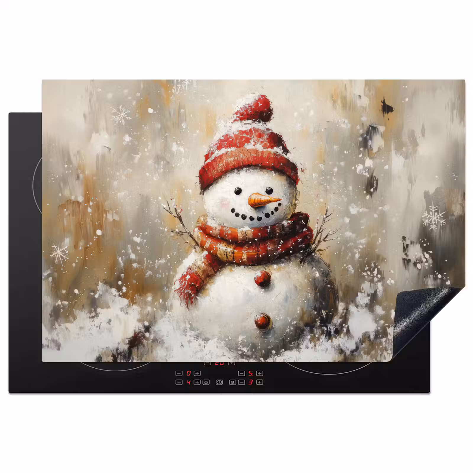 Inductie beschermer - Sneeuwpop - Winter - Sneeuw - Beige — 1