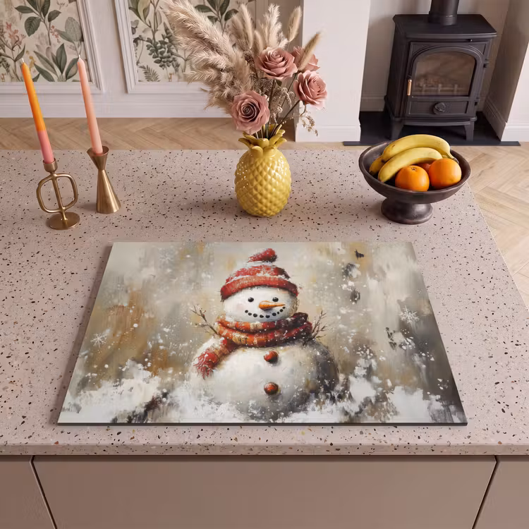 Inductie beschermer - Sneeuwpop - Winter - Sneeuw - Beige — 2