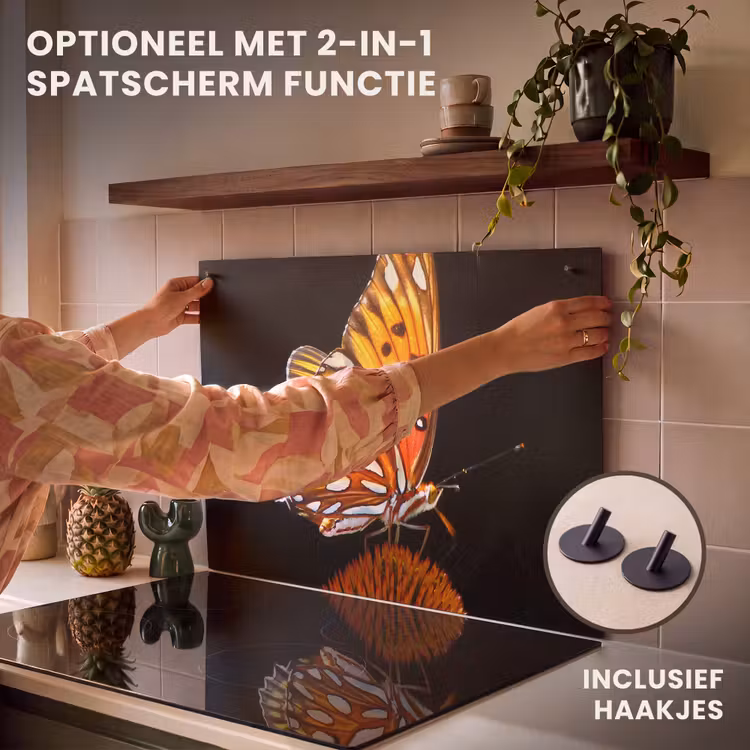 Inductie beschermer - Vlinder - Bloemen - Insect - Portret - Zwart - Oranje — 10