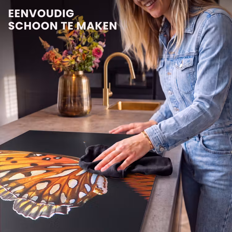 Inductie beschermer - Vlinder - Bloemen - Insect - Portret - Zwart - Oranje — 6