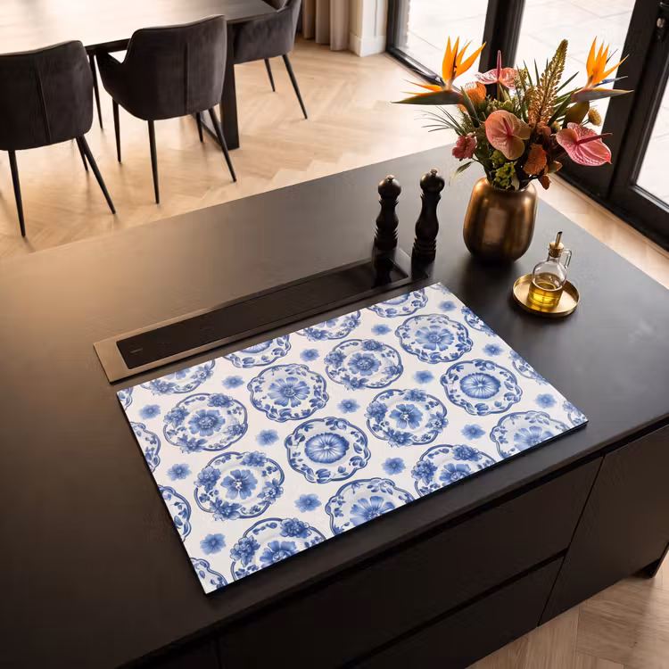 Inductie beschermer - Sierborden - Bloemen - Blauw — 5
