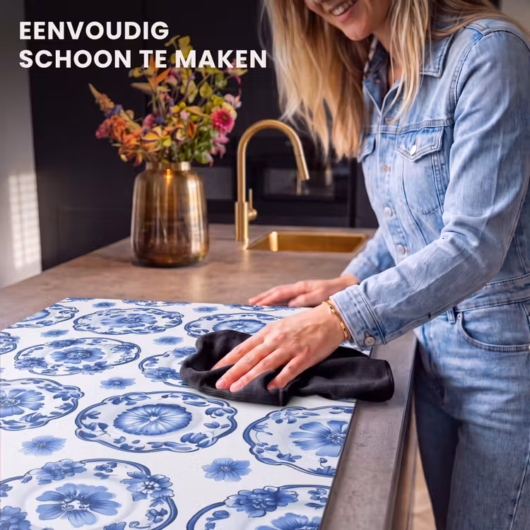 Inductie beschermer - Sierborden - Bloemen - Blauw — 6
