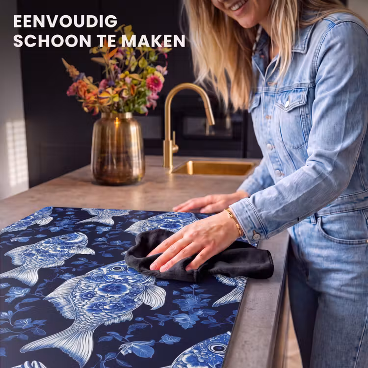 Inductie beschermer - Vissen - Bloemen - Blauw — 6