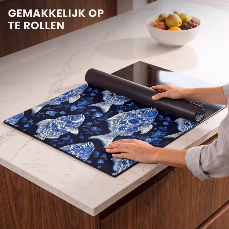 Inductie beschermer - Vissen - Bloemen - Blauw — 7