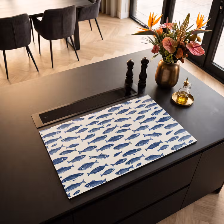 Inductie beschermer - Vissen - Patroon - Blauw - Wit — 5