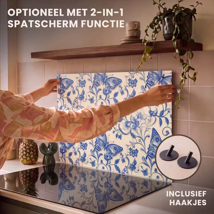 Inductie beschermer - Vlinders - Bloemen - Blauw - Botanisch — 10