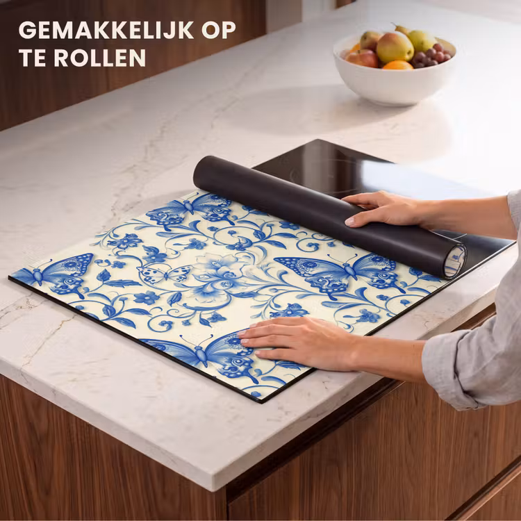 Inductie beschermer - Vlinders - Bloemen - Blauw - Botanisch — 7