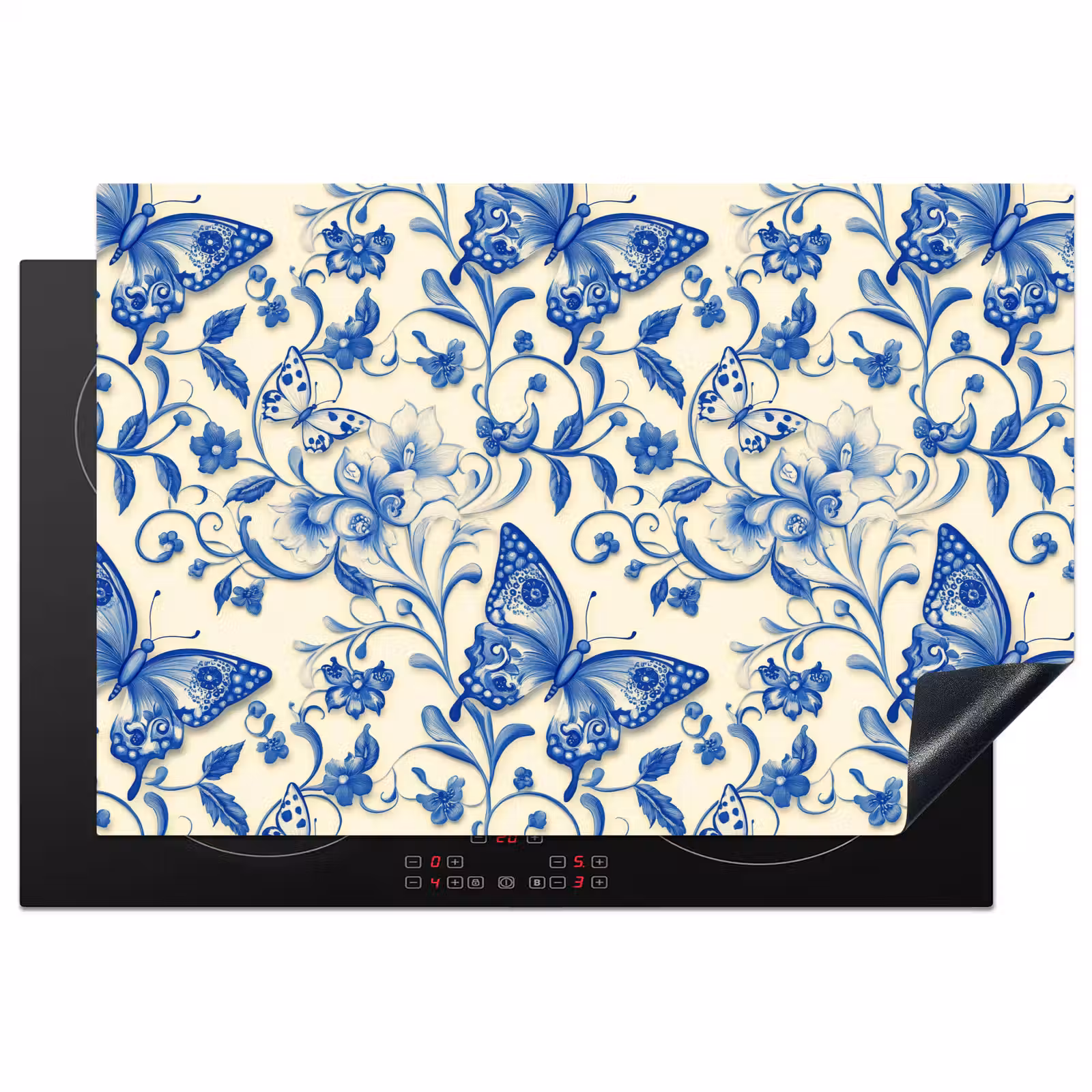 Inductie beschermer - Vlinders - Bloemen - Blauw - Botanisch — 1