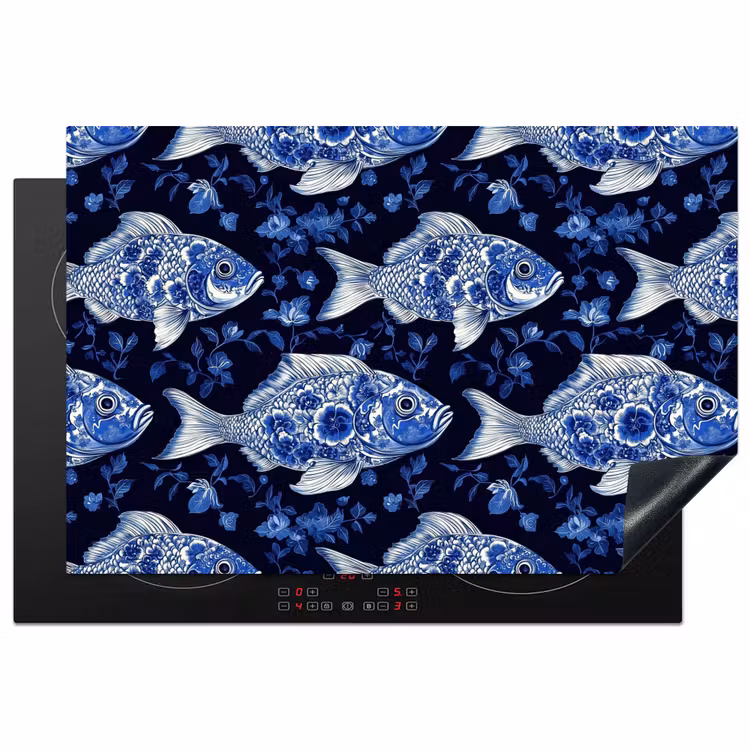Inductie beschermer - Vissen - Bloemen - Blauw — 1