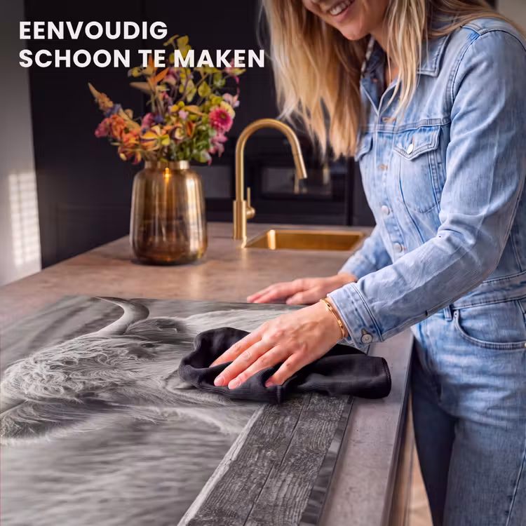 Inductie beschermer - Schotse hooglander - Zwart - Wit - Hout — 6
