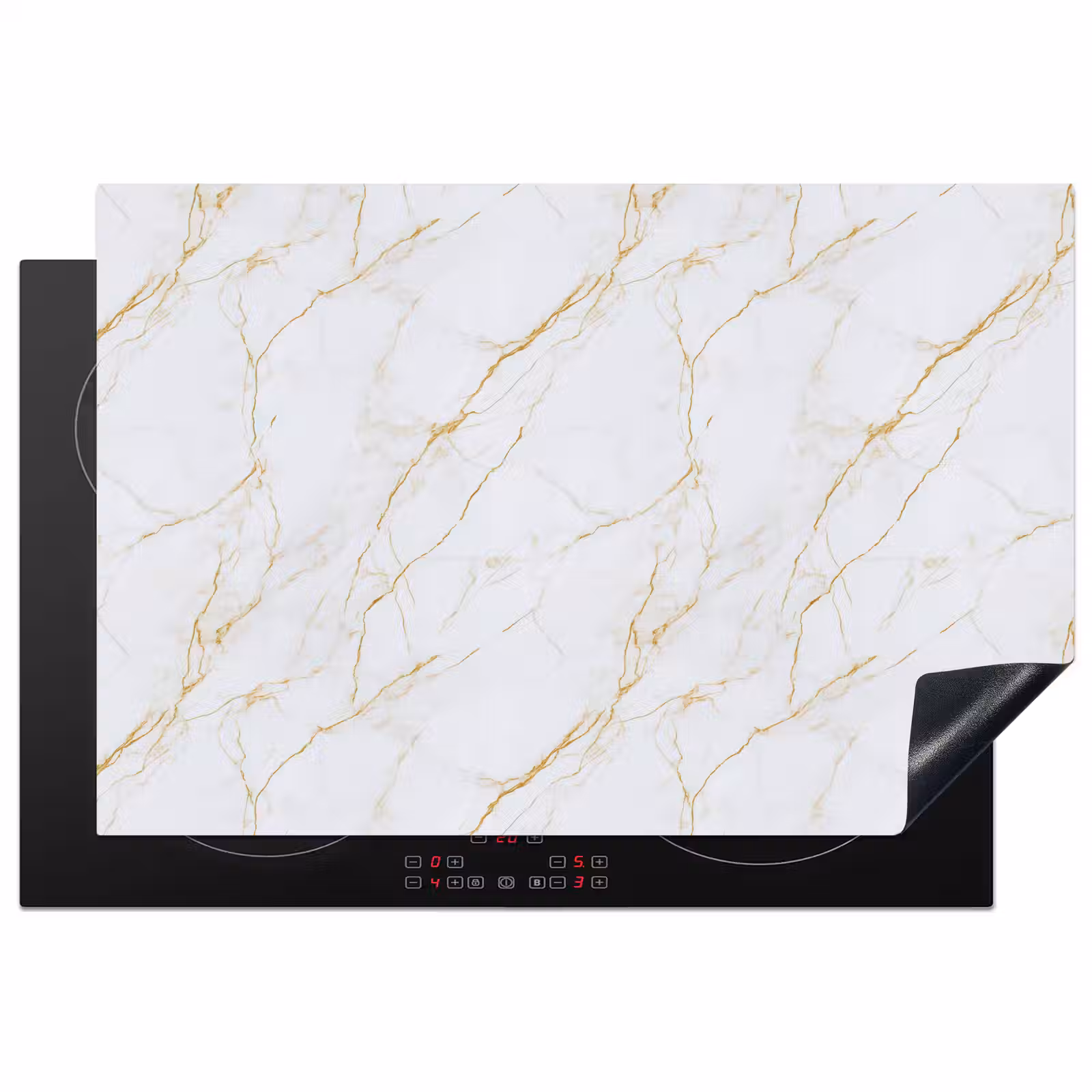 Inductie beschermer - Wit - Marmer - Goud - Luxueus — 1