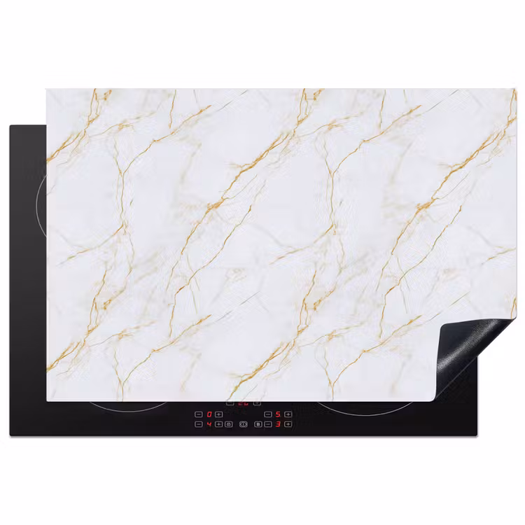 Inductie beschermer - Wit - Marmer - Goud - Luxueus — 1