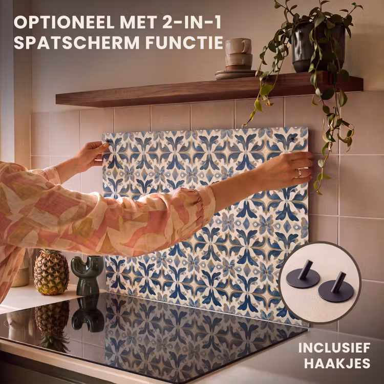 Inductie beschermer - Tegel - Patroon - Blauw - Beige — 10