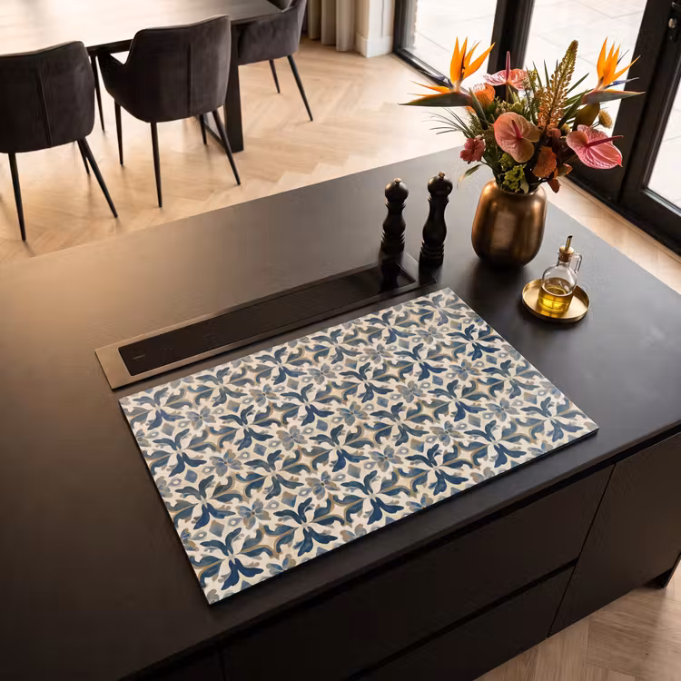Inductie beschermer - Tegel - Patroon - Blauw - Beige — 5
